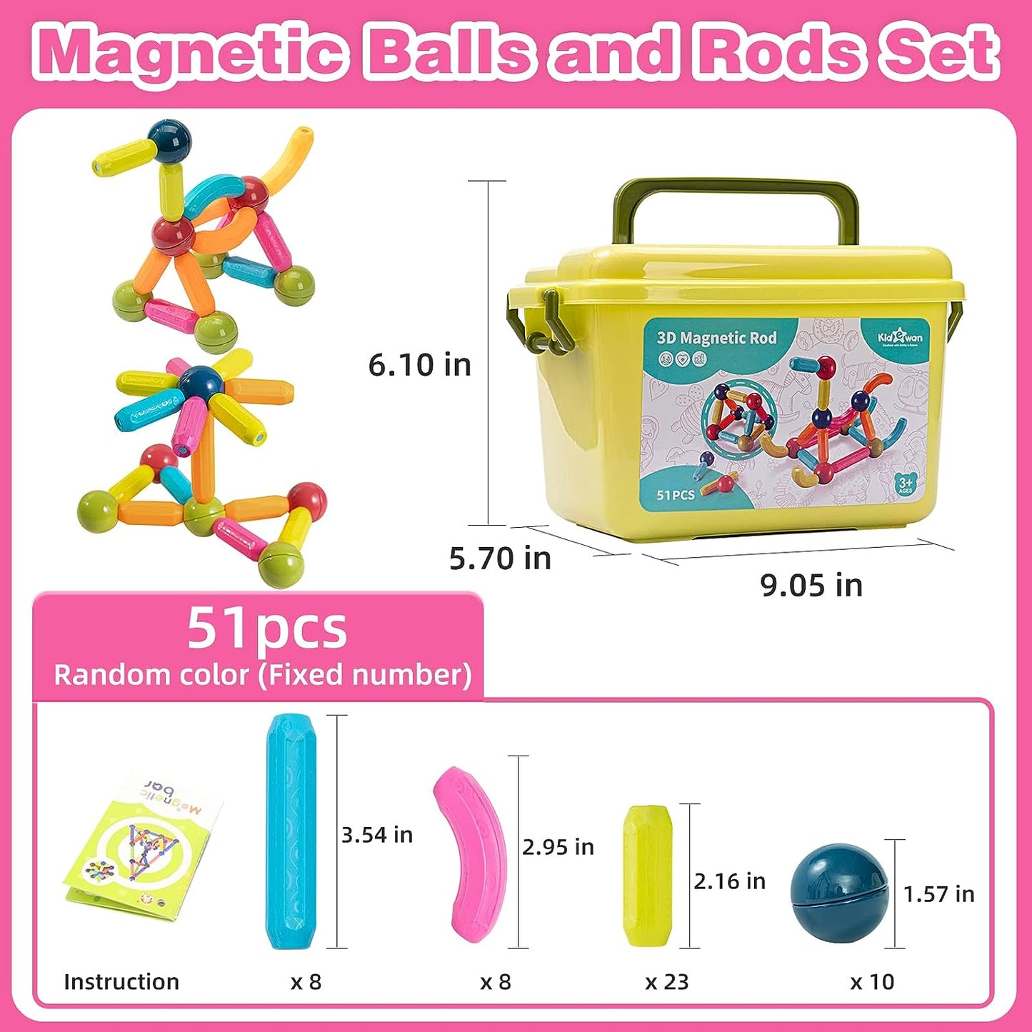 3D Magnetic Balls and Rods Set